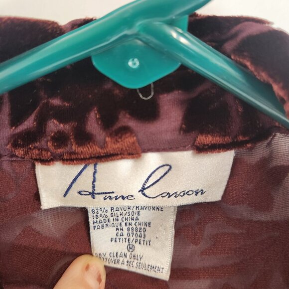 Vintage Anne Carson Sheer Velvet Long Sleeve Top Size Medium Y2k - Picture 4 of 8